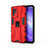 Silicone Matte Finish and Plastic Back Cover Case with Magnetic Stand for Oppo Reno5 Z 5G Red
