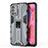 Silicone Matte Finish and Plastic Back Cover Case with Magnetic Stand for Oppo Reno6 Lite