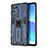 Silicone Matte Finish and Plastic Back Cover Case with Magnetic Stand for Oppo Reno6 Pro 5G