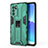 Silicone Matte Finish and Plastic Back Cover Case with Magnetic Stand for Oppo Reno6 Pro 5G India