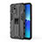 Silicone Matte Finish and Plastic Back Cover Case with Magnetic Stand for Oppo Reno6 Z 5G