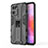 Silicone Matte Finish and Plastic Back Cover Case with Magnetic Stand for Oppo Reno7 SE 5G