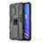 Silicone Matte Finish and Plastic Back Cover Case with Magnetic Stand for Realme 9 SE 5G Black