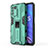 Silicone Matte Finish and Plastic Back Cover Case with Magnetic Stand for Realme 9 SE 5G Green