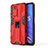 Silicone Matte Finish and Plastic Back Cover Case with Magnetic Stand for Realme 9 SE 5G Red