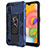 Silicone Matte Finish and Plastic Back Cover Case with Magnetic Stand for Samsung Galaxy A01 SM-A015 Blue