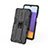 Silicone Matte Finish and Plastic Back Cover Case with Magnetic Stand for Samsung Galaxy A22 4G