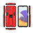 Silicone Matte Finish and Plastic Back Cover Case with Magnetic Stand for Samsung Galaxy A22 4G