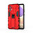 Silicone Matte Finish and Plastic Back Cover Case with Magnetic Stand for Samsung Galaxy A32 5G Red