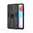 Silicone Matte Finish and Plastic Back Cover Case with Magnetic Stand for Samsung Galaxy A52 5G Black