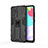Silicone Matte Finish and Plastic Back Cover Case with Magnetic Stand for Samsung Galaxy A52s 5G Black