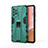 Silicone Matte Finish and Plastic Back Cover Case with Magnetic Stand for Samsung Galaxy A72 4G Green