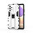 Silicone Matte Finish and Plastic Back Cover Case with Magnetic Stand for Samsung Galaxy M32 5G White