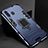 Silicone Matte Finish and Plastic Back Cover Case with Magnetic Stand for Samsung Galaxy M40 Blue