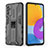 Silicone Matte Finish and Plastic Back Cover Case with Magnetic Stand for Samsung Galaxy M52 5G