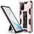 Silicone Matte Finish and Plastic Back Cover Case with Magnetic Stand for Samsung Galaxy Note 20 5G Rose Gold