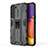 Silicone Matte Finish and Plastic Back Cover Case with Magnetic Stand for Samsung Galaxy S21 5G