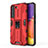 Silicone Matte Finish and Plastic Back Cover Case with Magnetic Stand for Samsung Galaxy S21 5G Red