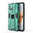 Silicone Matte Finish and Plastic Back Cover Case with Magnetic Stand for Vivo iQOO 8 5G Green