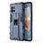 Silicone Matte Finish and Plastic Back Cover Case with Magnetic Stand for Vivo iQOO 9 Pro 5G Blue