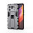 Silicone Matte Finish and Plastic Back Cover Case with Magnetic Stand for Xiaomi Mi 11 Ultra 5G Gray