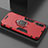 Silicone Matte Finish and Plastic Back Cover Case with Magnetic Stand for Xiaomi Mi 9 Lite Red