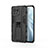 Silicone Matte Finish and Plastic Back Cover Case with Magnetic Stand H02 for Xiaomi Mi 11 Lite 4G Black