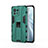 Silicone Matte Finish and Plastic Back Cover Case with Magnetic Stand H02 for Xiaomi Mi 11 Lite 4G Green