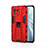 Silicone Matte Finish and Plastic Back Cover Case with Magnetic Stand H02 for Xiaomi Mi 11 Lite 4G Red