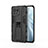 Silicone Matte Finish and Plastic Back Cover Case with Magnetic Stand H02 for Xiaomi Mi 11 Lite 5G NE Black