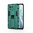 Silicone Matte Finish and Plastic Back Cover Case with Magnetic Stand H02 for Xiaomi Mi 11 Lite 5G NE Green