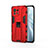 Silicone Matte Finish and Plastic Back Cover Case with Magnetic Stand H02 for Xiaomi Mi 11 Lite 5G NE Red