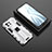 Silicone Matte Finish and Plastic Back Cover Case with Magnetic Stand H03 for Xiaomi Mi 11 Lite 5G NE White