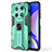 Silicone Matte Finish and Plastic Back Cover Case with Magnetic Stand KC1 for Huawei Enjoy 50 Pro Green