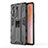 Silicone Matte Finish and Plastic Back Cover Case with Magnetic Stand KC1 for Huawei Honor 60 5G