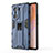 Silicone Matte Finish and Plastic Back Cover Case with Magnetic Stand KC1 for Huawei Honor 60 5G