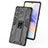 Silicone Matte Finish and Plastic Back Cover Case with Magnetic Stand KC1 for Huawei Honor 60 SE 5G