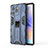 Silicone Matte Finish and Plastic Back Cover Case with Magnetic Stand KC1 for Huawei Honor 60 SE 5G Blue