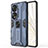 Silicone Matte Finish and Plastic Back Cover Case with Magnetic Stand KC1 for Huawei Honor 70 Pro 5G