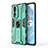 Silicone Matte Finish and Plastic Back Cover Case with Magnetic Stand KC1 for Huawei Honor 80 5G Green