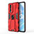 Silicone Matte Finish and Plastic Back Cover Case with Magnetic Stand KC1 for Huawei Honor 80 5G Red