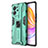 Silicone Matte Finish and Plastic Back Cover Case with Magnetic Stand KC1 for Huawei Honor 80 SE 5G Green