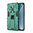 Silicone Matte Finish and Plastic Back Cover Case with Magnetic Stand KC1 for Huawei Honor Magic3 5G Green