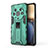 Silicone Matte Finish and Plastic Back Cover Case with Magnetic Stand KC1 for Huawei Honor Magic3 Pro 5G Green