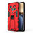 Silicone Matte Finish and Plastic Back Cover Case with Magnetic Stand KC1 for Huawei Honor Magic3 Pro 5G Red