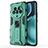 Silicone Matte Finish and Plastic Back Cover Case with Magnetic Stand KC1 for Huawei Honor Magic4 5G Green