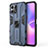 Silicone Matte Finish and Plastic Back Cover Case with Magnetic Stand KC1 for Huawei Honor X30i