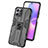 Silicone Matte Finish and Plastic Back Cover Case with Magnetic Stand KC1 for Huawei Honor X30i