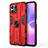 Silicone Matte Finish and Plastic Back Cover Case with Magnetic Stand KC1 for Huawei Honor X30i Red