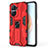 Silicone Matte Finish and Plastic Back Cover Case with Magnetic Stand KC1 for Huawei Honor X40i 5G Red